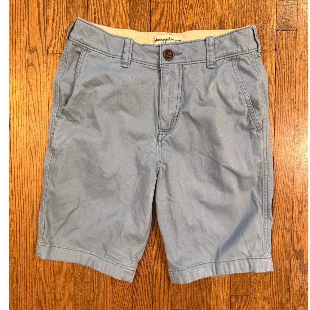 Abercrombie Kids Blue Chino Shorts Boys Size 13/14 Stretch Cotton Flat Front